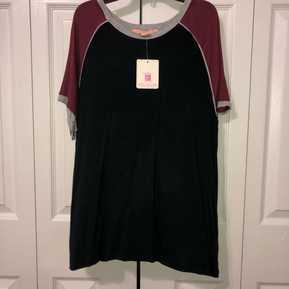 Black, Grey, and Maroon accent top